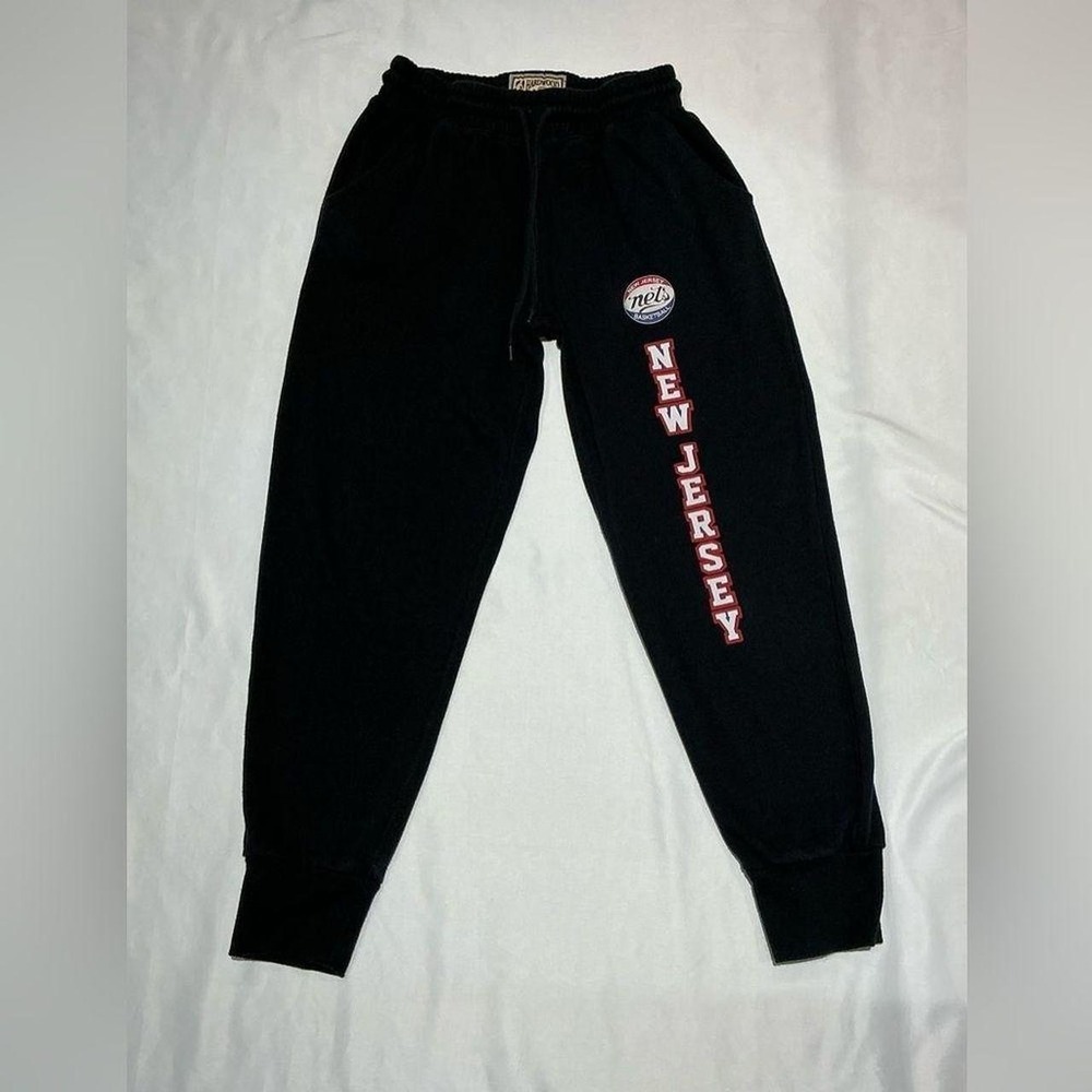 New Jersey Nets Sweatpants Joggers Mens Small‎ Black Mitchell &  Ness NBA Retro